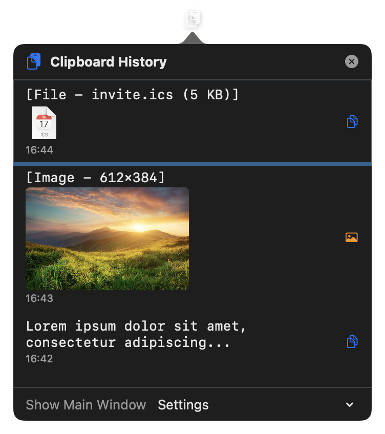 StoneClipboarderTool Menu Bar
