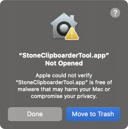 macOS security warning dialog
